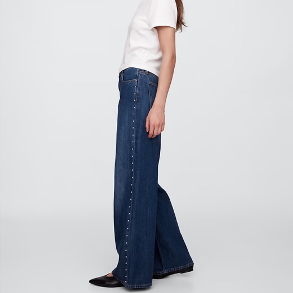 GAP Dark Blue Wide Leg Jeans with Side Stud Detail